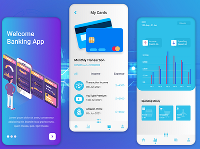 Banking Mobile Application app branding design graphic design illustration ui ux