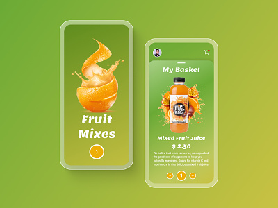 Fruit Juice Mixes Shop Mobile App app design graphic design ui ux