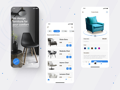 Furniture e-commerce App app app design chair design ecommerce furniture furniture app graphic design interior ios minimal mobile product design property shop store ui ux
