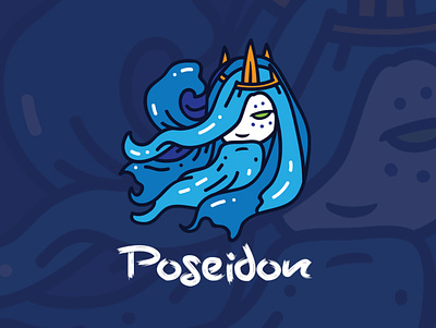 Poseidon Logo branding design illustration logo marine mascot poseidon sea