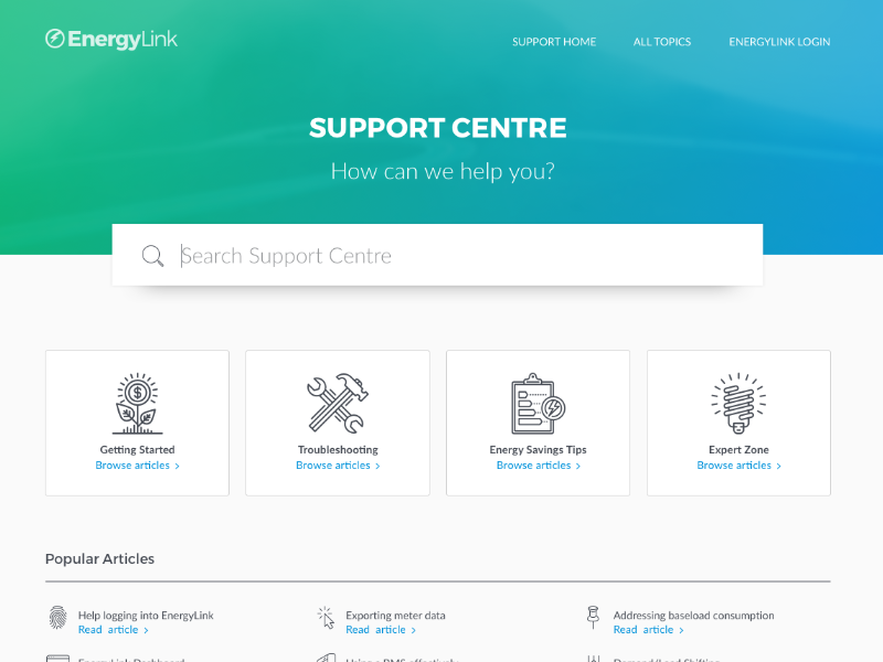 Energylink Support Page by Ivan Rafael on Dribbble