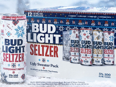 Bud Light Seltzer Ugly Sweater Pack bud light can christmas holiday knit packaging seltzer snow snowman sweater ugly sweater