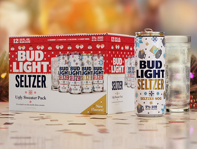 Bud Light Seltzer Ugly Sweater Pack 2021 alcohol can christmas design holiday illustration packaging seltzer sweater ugly sweater