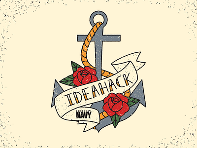 Ideahack Tattoo Illustration anchor grunge hackathon illustration navy poster rope rose sailor tattoo texture traditional tattoo