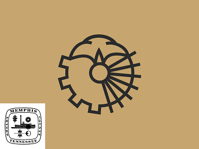 Memphis Seal Icon city cotton gear gold icon memphis monoline seal tennessee wheel