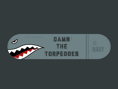 Damn the Torpedoes Skate Deck deck flying tiger graffiti military navy retro skate skateboard sports spray paint tigershark torpedo