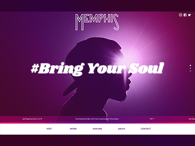 Memphis Site and Logo carousel city gradient logo memphis pink purple soul tennessee tourism typography website