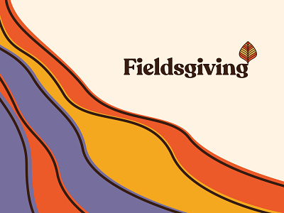 Fieldsgiving 70s branding chicken fall groovy icon leaf logo restaurant retro serif thanksgiving
