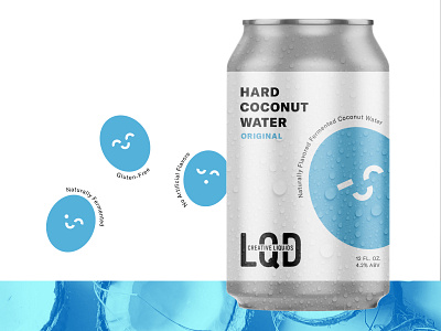 Boozy Coconuts alcohol blue can characters coconut coconut water coconuts faces label label design packaging packaging design