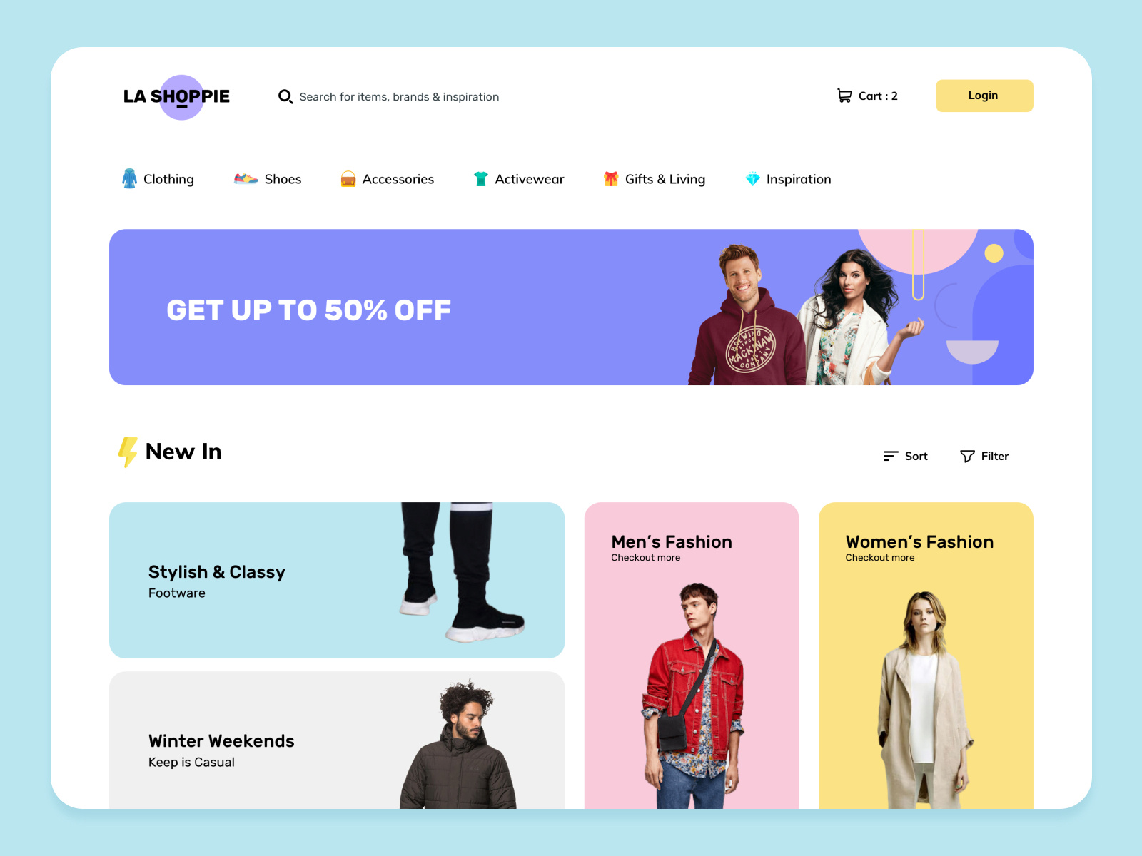 Clothing Shop page by Ronnie on Dribbble