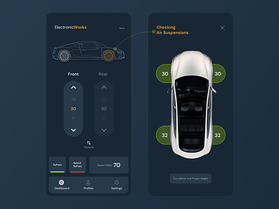 Car Air Suspension Control App (Dark UI)