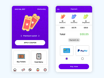 Lunch Ticketing App by Ronnie on Dribbble