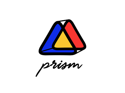 Prism Logo blue color cursive logo prism red ronak typography writing yellow