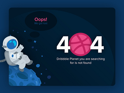 Daily UI #008 - 404 Page 404 blue dailyui design dribbble error found not oops page space website