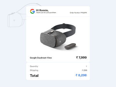 Daily UI #017 - Email Receipt challenge dailyui design devides email google headset reality receipt virtual vr