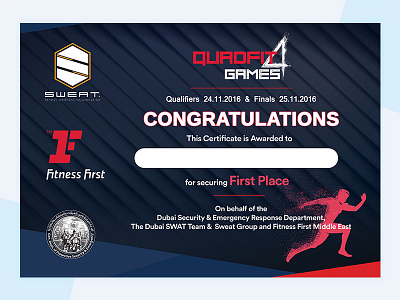 Quadfit Games (Dubai Fitness Expo) Certificate certificate creatives design dubai expo fitness