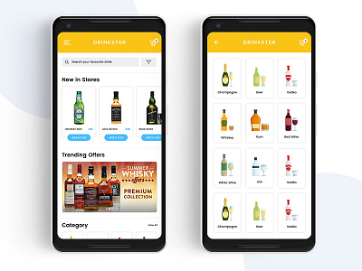 Drinkster - Liquor Shop App | Android | UI/UX android app creative design drinkster mobileui ui uiuxpatterns ux