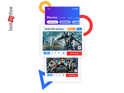 BookMyShow Home Concept | iOS | UI/UX android app booking bookmyshow home ios ticket ui ux