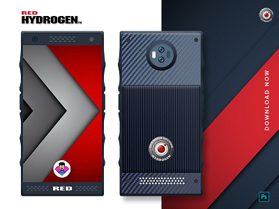 Red Hydrogen Mockup Free !!! free hydrogen illustration mockup phone psd red red hydrogen ui ux