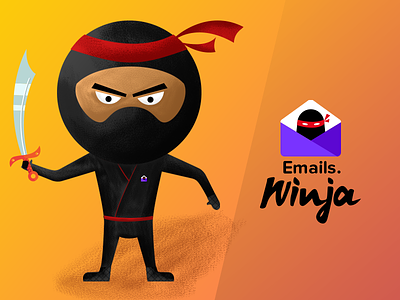 Need your Feedback email illustration mascot ninja samurai