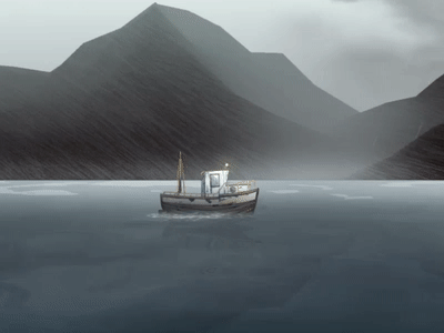 Old Boat 2d animation after effects boat illustration ocean waves