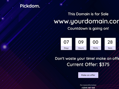 Pickdom - Domain for Sale HTML Template bootstrap clean creative domain domain for sale domain for sale template domain name domain parking domain sale hosting html5 modern one page responsive selling shopping