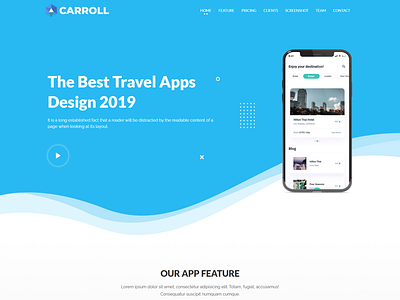 Carroll App Landing Page HTML Template app app landing app landing page app landing page responsive app store app template app website clean mobile app mobile app landing page modern simple app landing