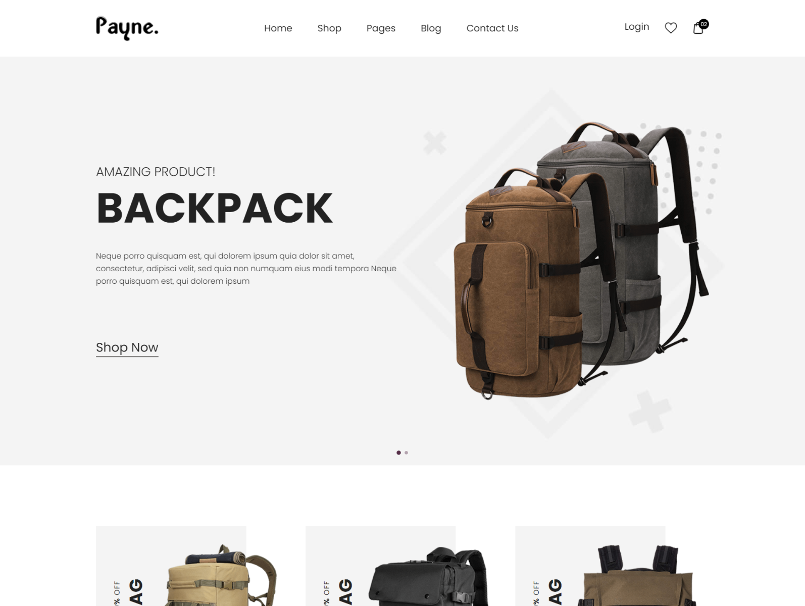 Payne - Backpack eCommerce HTML Template by DevItems on Dribbble
