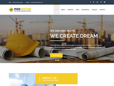 Msn Mistiri – Construction Bootstrap architecture building business clean company construction constructor contractor corporate creative flat design