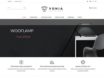 Vonia - Furniture Bootstrap Template accessories bootstrap clothes digital fashion furniture jewelries online shops responsive shoes