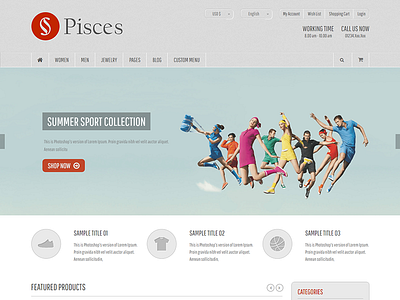 Pisces - Multipurpose Bootstrap eCommerce Template clothes shop cookery fashion fashion shop fashion theme flowers html5 shoe shop theme shopping sport