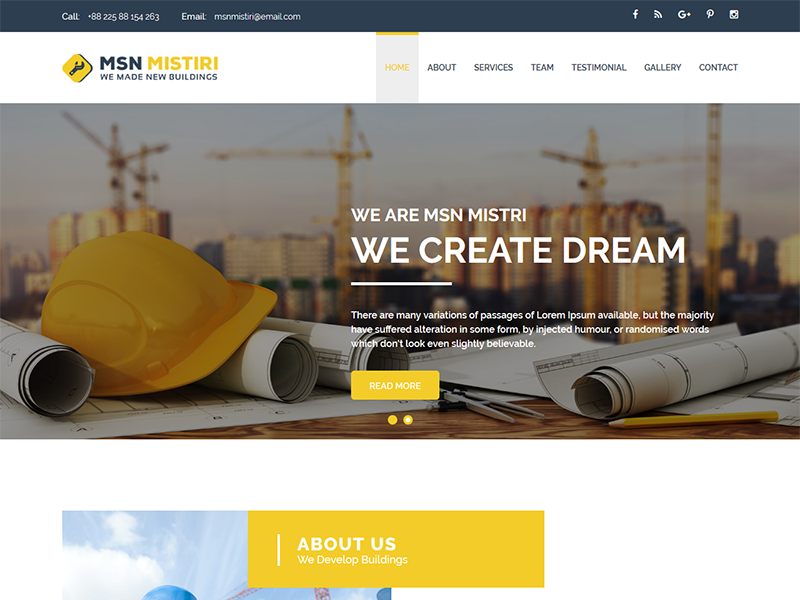 Construction Bootstrap Template by DevItems for HasThemes on Dribbble