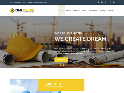 Construction Bootstrap Template building business clean company construction constructor contractor corporate creative flat design industry