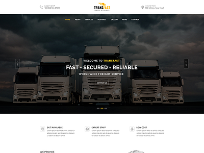 Transfast - Logistic and Transport PSD Template freight industry localization logistics modern shipment transport transportation truck trucking
