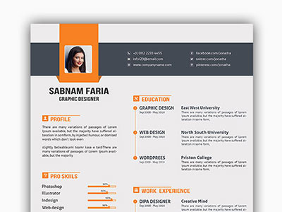 Modern CV & Resume PSD Template