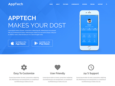 AppTech - WordPress Landing Page Theme agency app business hosting landing page layers multipurpose one page portfolio psd included software technology