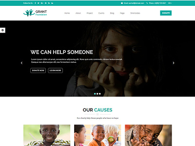 Grant Foundation – Nonprofit Charity Template cause charity donate donation foundation fund raising html html template non profit non profit organization union volunteer