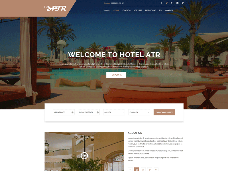 HotelATR – Hotel PSD Template booking dorm holiday hostel hotel luxury motel psd reservation