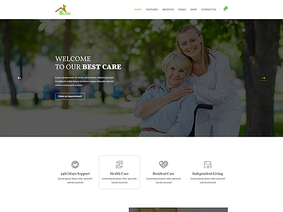 Bcare - Senior Care PSD Template activities assisted living elderly employee training health health care healthcare housing nursing home old senior services