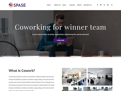 Spase - Business and Coworking WordPress Theme black clean coworking coworking space creative space elegant modern office startup