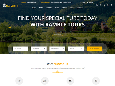 Ramble - Tour & Travel Agency HTML Template adventure shops holiday destination honeymoon hotels hotels directory resorts tour operator tours travel travel agency travel blog travel directory