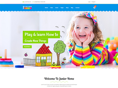 JuniorHome - Day Care & Kindergarten School Bootstrap4 Template animals bio blog eco ecological ecology environment environmental green html template html5 lifeline