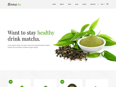 Sabujcha - Matcha eCommerce Bootstrap4 Template business cafe coffee shop creative design drinks ecommerce html5 modern modern design online shopping portfolio product tea tea drinks tea house tea product tea shop tea stall tea store