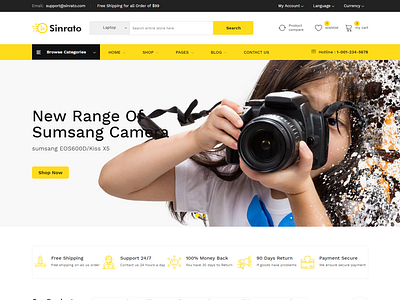 Sinrato eCommerce Bootstrap 4 Template accessories bootstrap 4 camera clean creative devices ecommerce business electronics