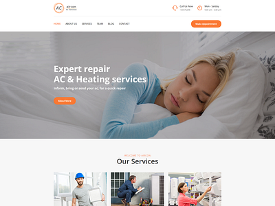 Aircon Air Conditioning Services Bootstrap 4 Template air air condition air supply bootstrap business carpentry clean company construction corporate heating heating services html5 modern responsive servic