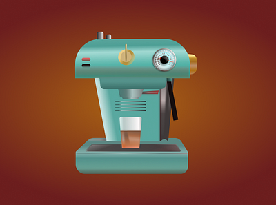 Retro Expresso Coffee Machine 3d coffee machine figma illustration product design retro ui ux