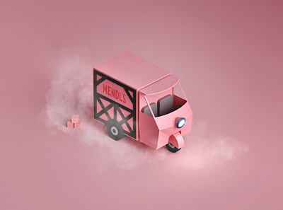 Mendl's Truck 3d car illustration lowpoly mendls model modelling pink render the grand budapest hotel truck wes anderson