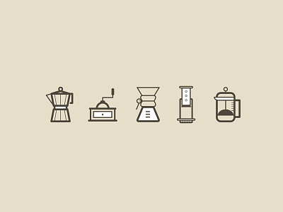 Coffee Icons aeropress coffee doodle drawing espresso freelance fun icons illustration latte