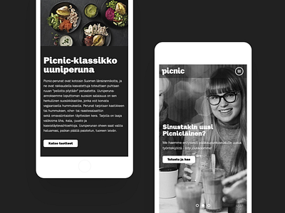 Picnic website - Responsive mobile view