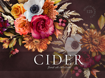 Autumn Cider Floral Clip Art Collection autumn clipart design fall floral flower